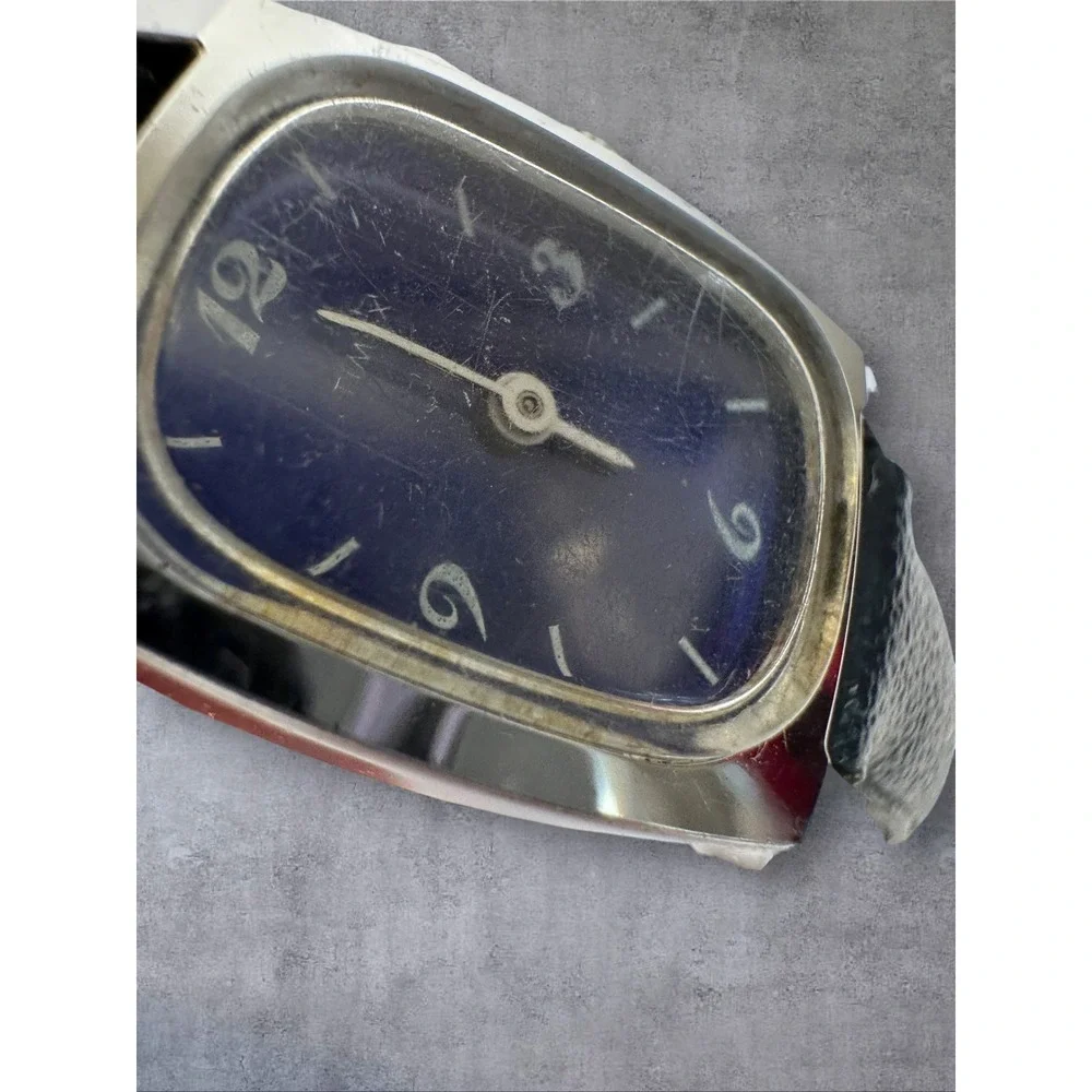 Timex Vintage Manual Wind Watch Womens Blue Parts Repair Rectangular
